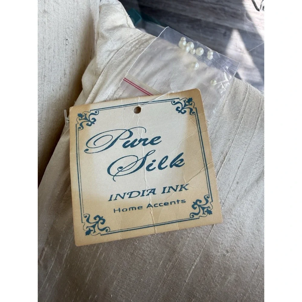 Pure Silk India Ink Pearl Throw Pillow Set of 2 Ivory Cream Bridal Baby Romantic